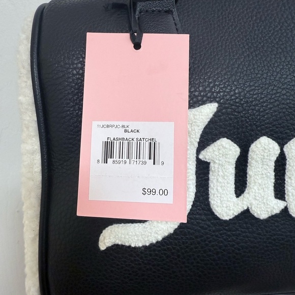 NWT Juicy Couture Black Flashback Satchel with White Logo - Picture 3 of 7